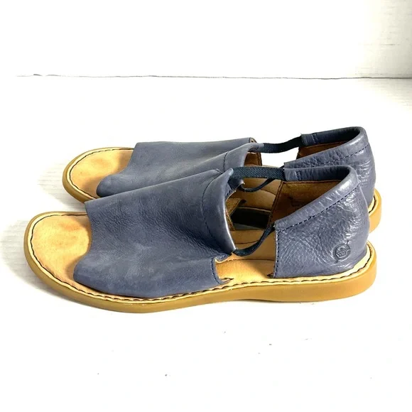 Born Cove Modern Blue Leather Flat Sandal Womens Size 8 M - Picture 3 of 10